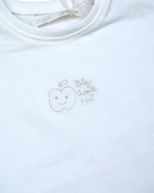 T-Shirt Branca ZARA - 3-6 Meses