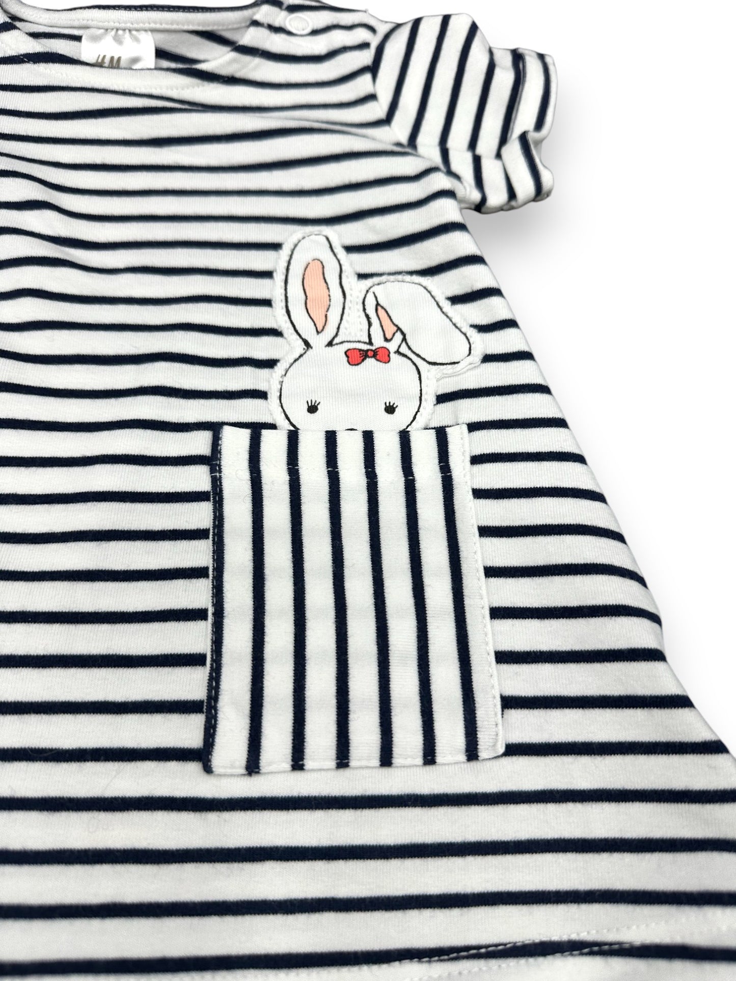Vestido de rayas manga corta H&M - 1-2 meses
