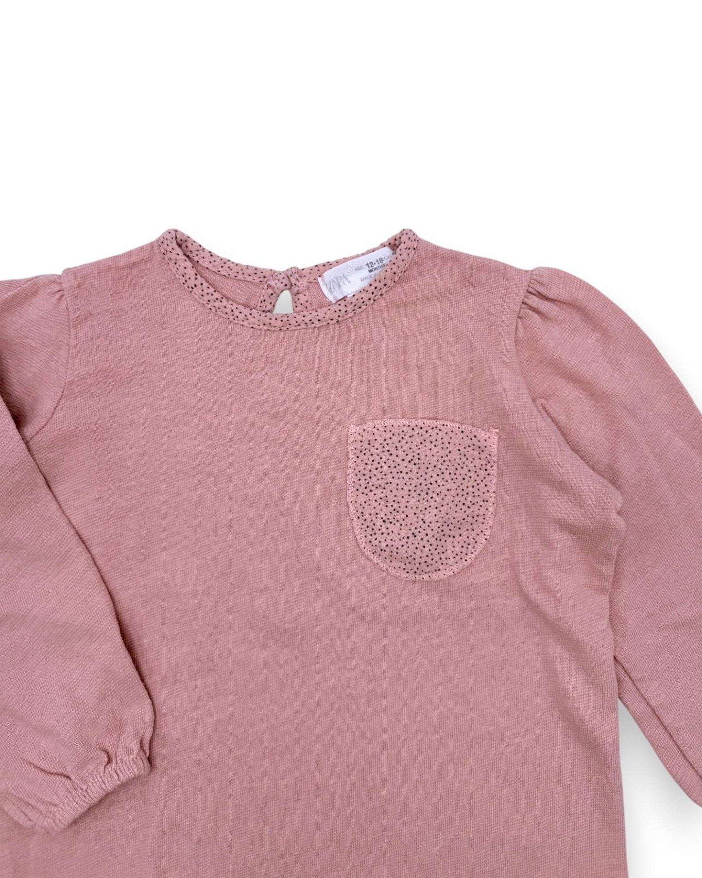 Blusa Rosa Bolso ZARA - 12-18 Meses