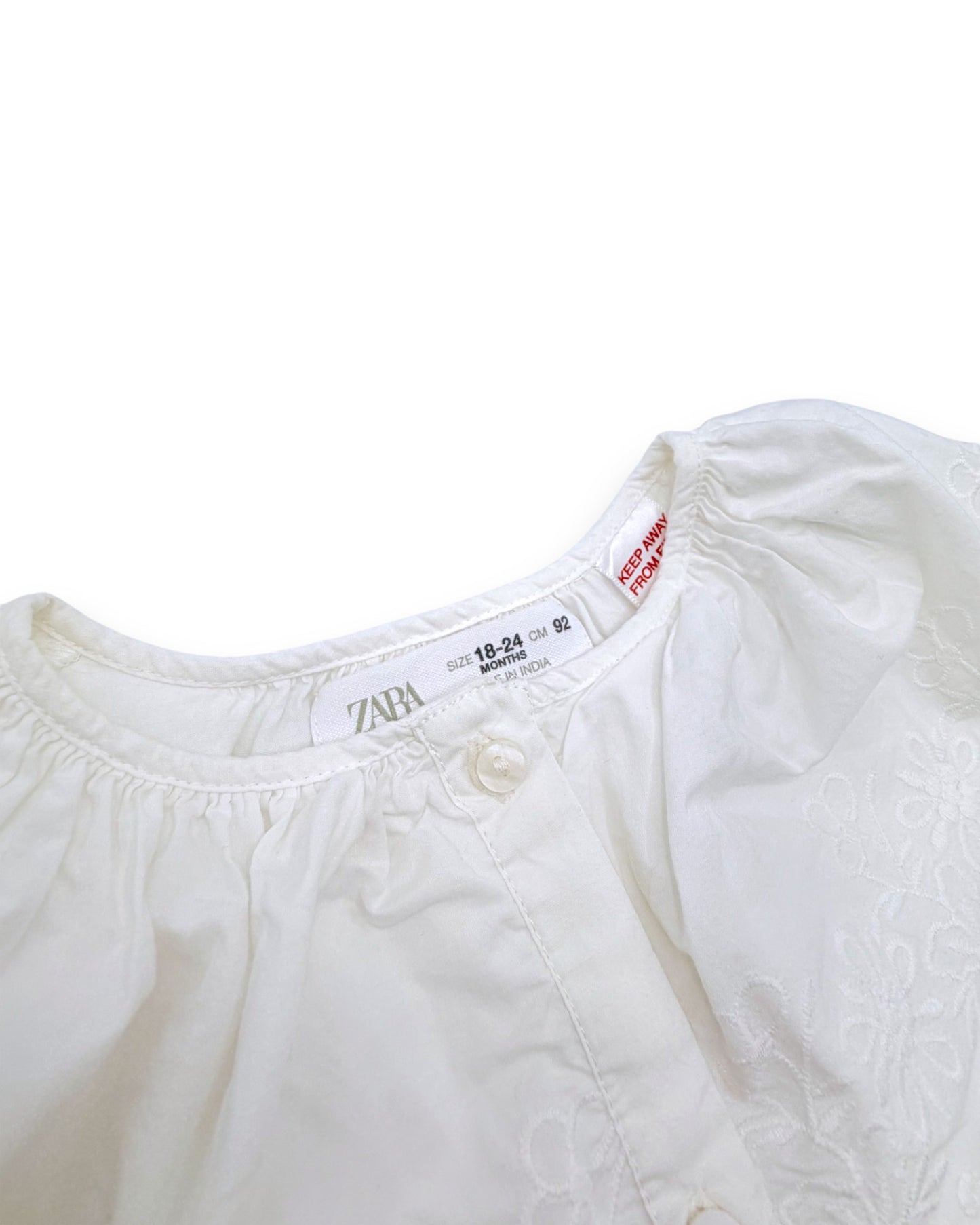 Blusa Blanca Cuello ZARA - 18-24 Meses