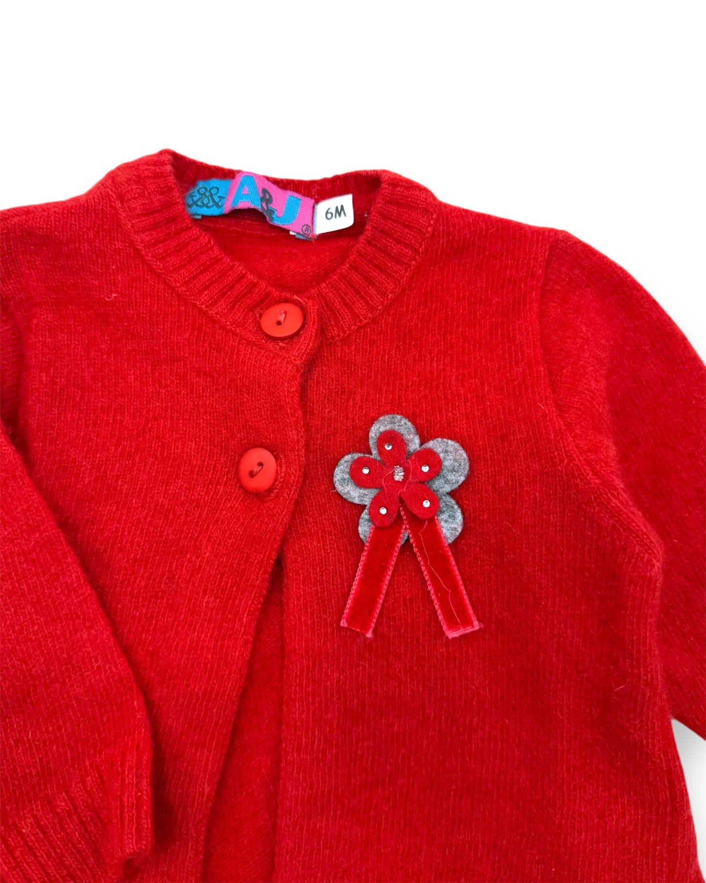Casaco Lã e Caxemira Vermelho A&J - 6 Meses