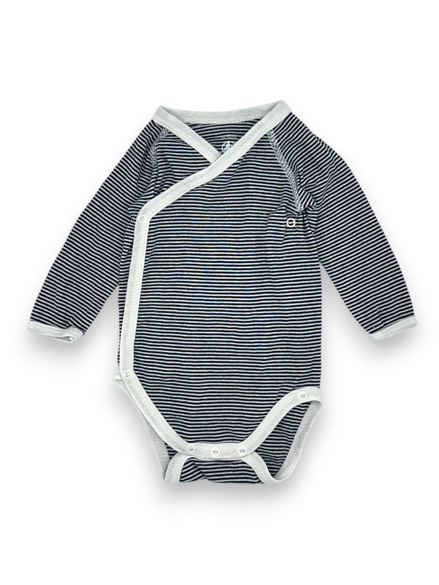 Striped Crossover Bodysuit for Month Old Baby PETIT BATEAU