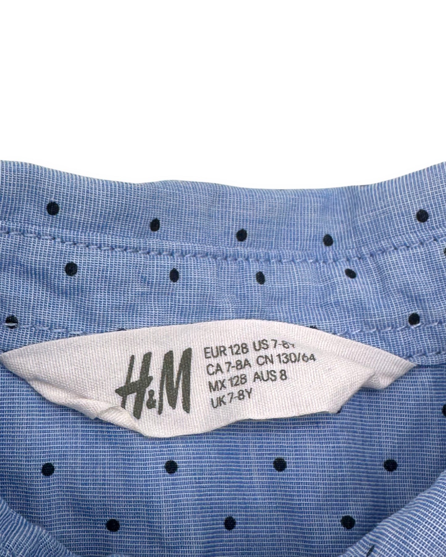 Camisa Azul Bolinhas H&M - 7-8 Anos
