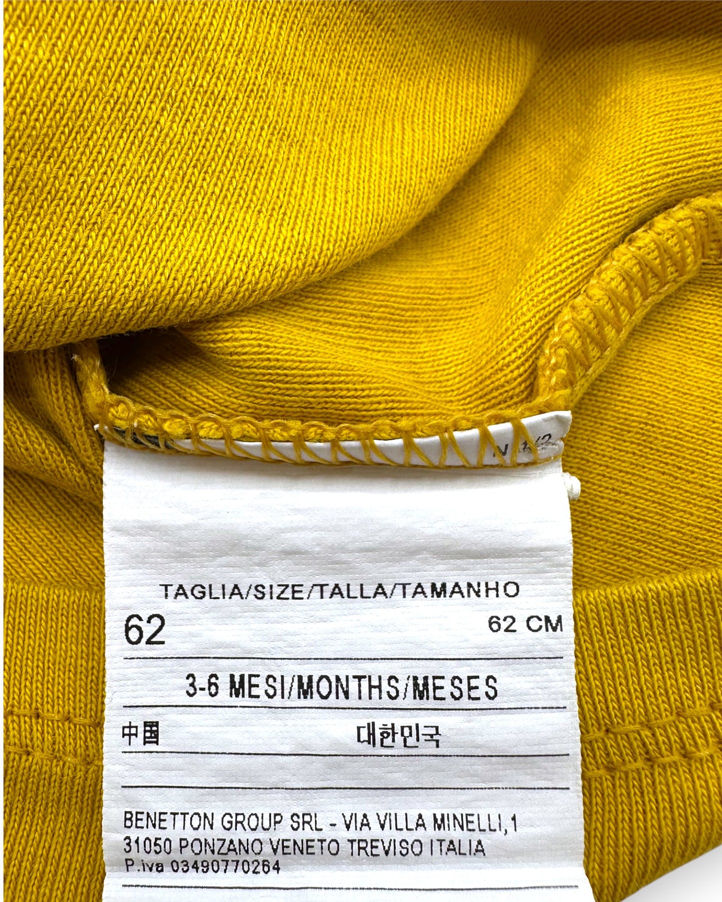 T-Shirt Amarela BENETTON - 3-6 Meses