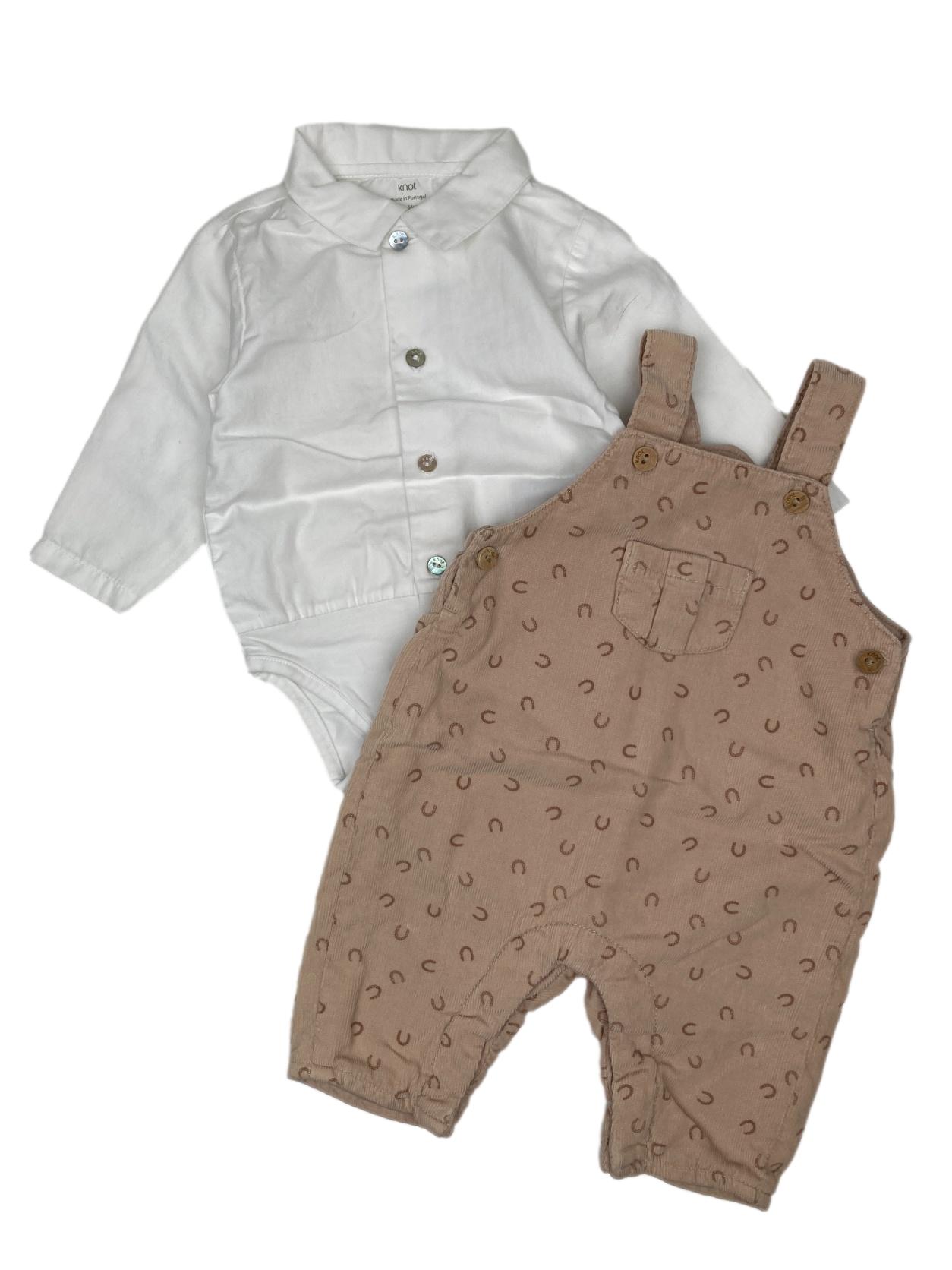 Conjunto Jardineiras e Camisa-Body 1 Mês