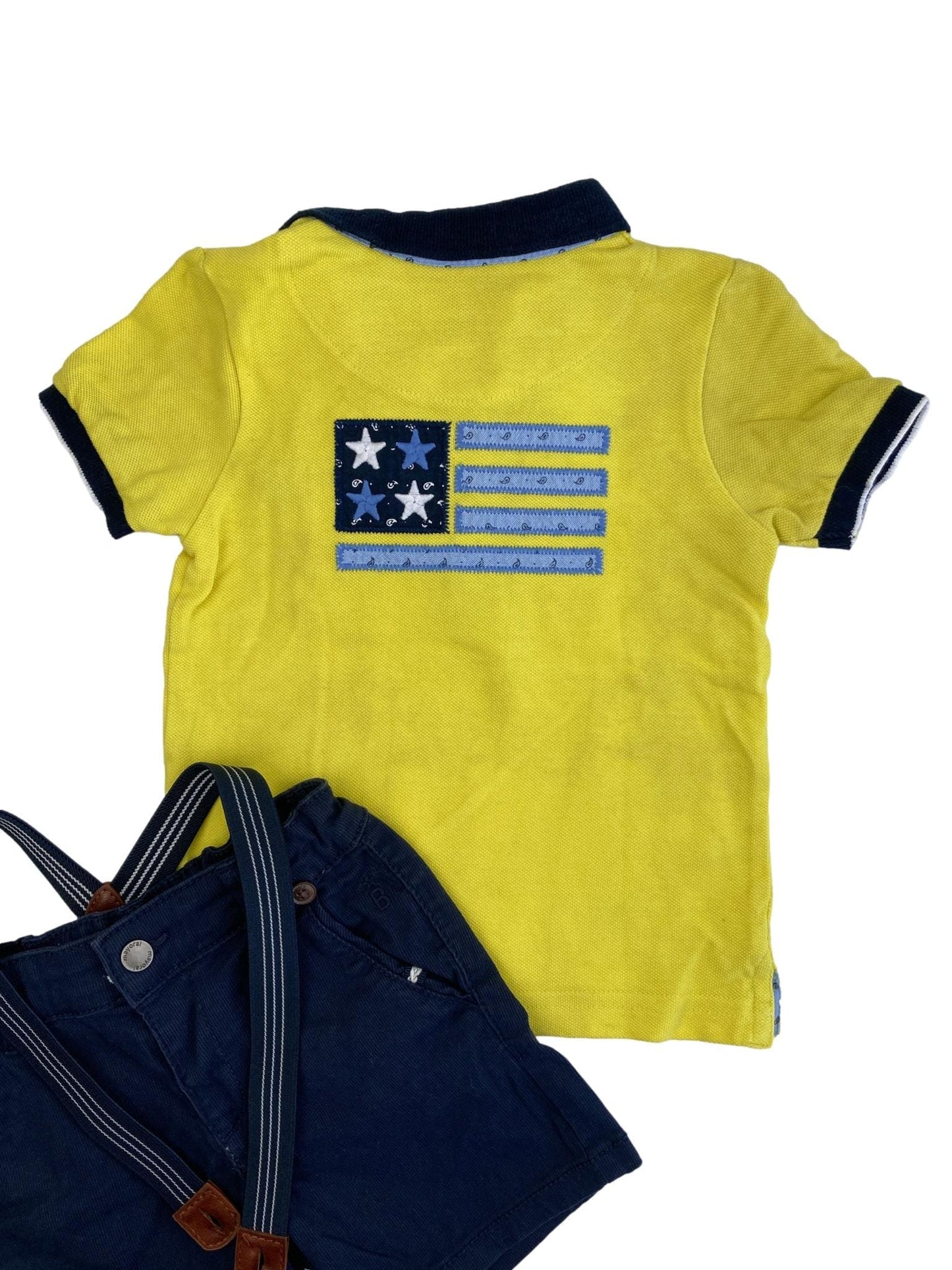 Polo Shirt and Suspender Shorts Set 12 Months