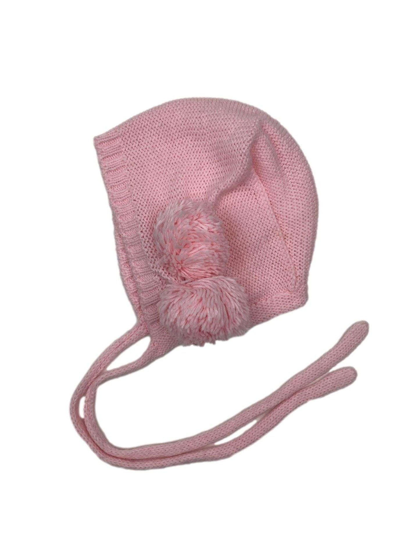 Gorro de Malha com Pompons 12 Meses