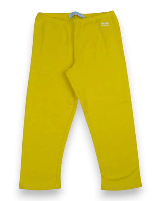 Leggings curtas amarelas BOBOLI em algodão elástico da Petit Fox Portugal, com cintura confortável para menina.