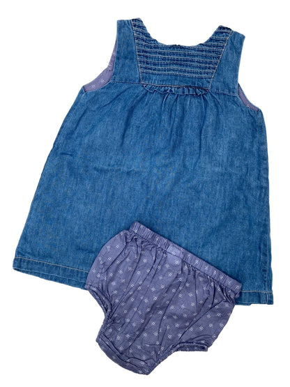 Denim and Fluffy Dress Set 9-12 Months