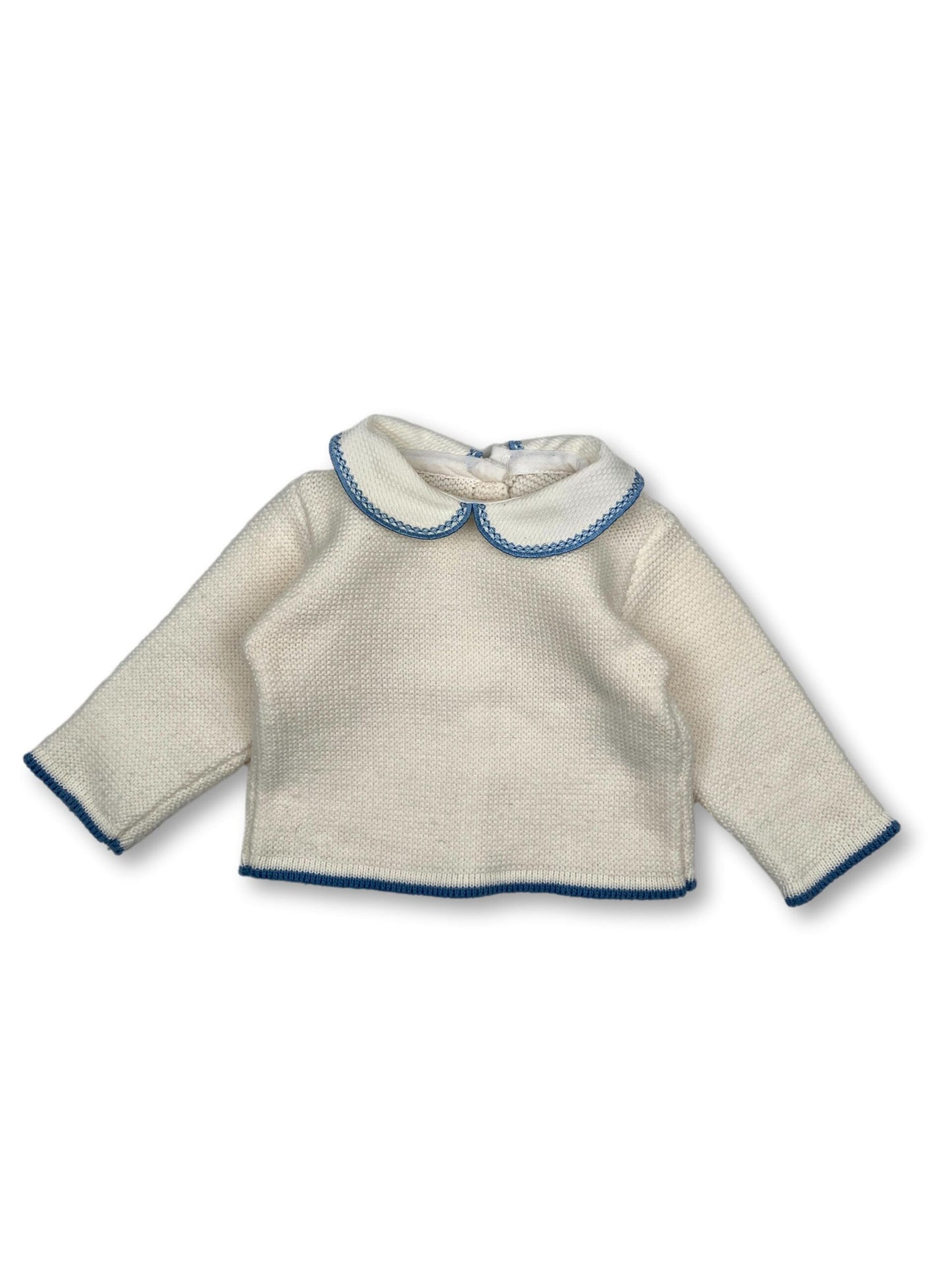 White Knitted Sweater with Collar 0-3 Months