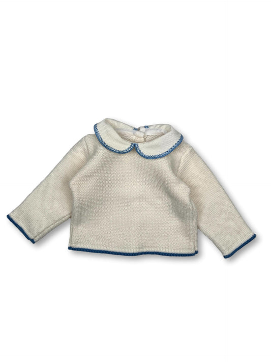 White Knitted Sweater with Collar 0-3 Months