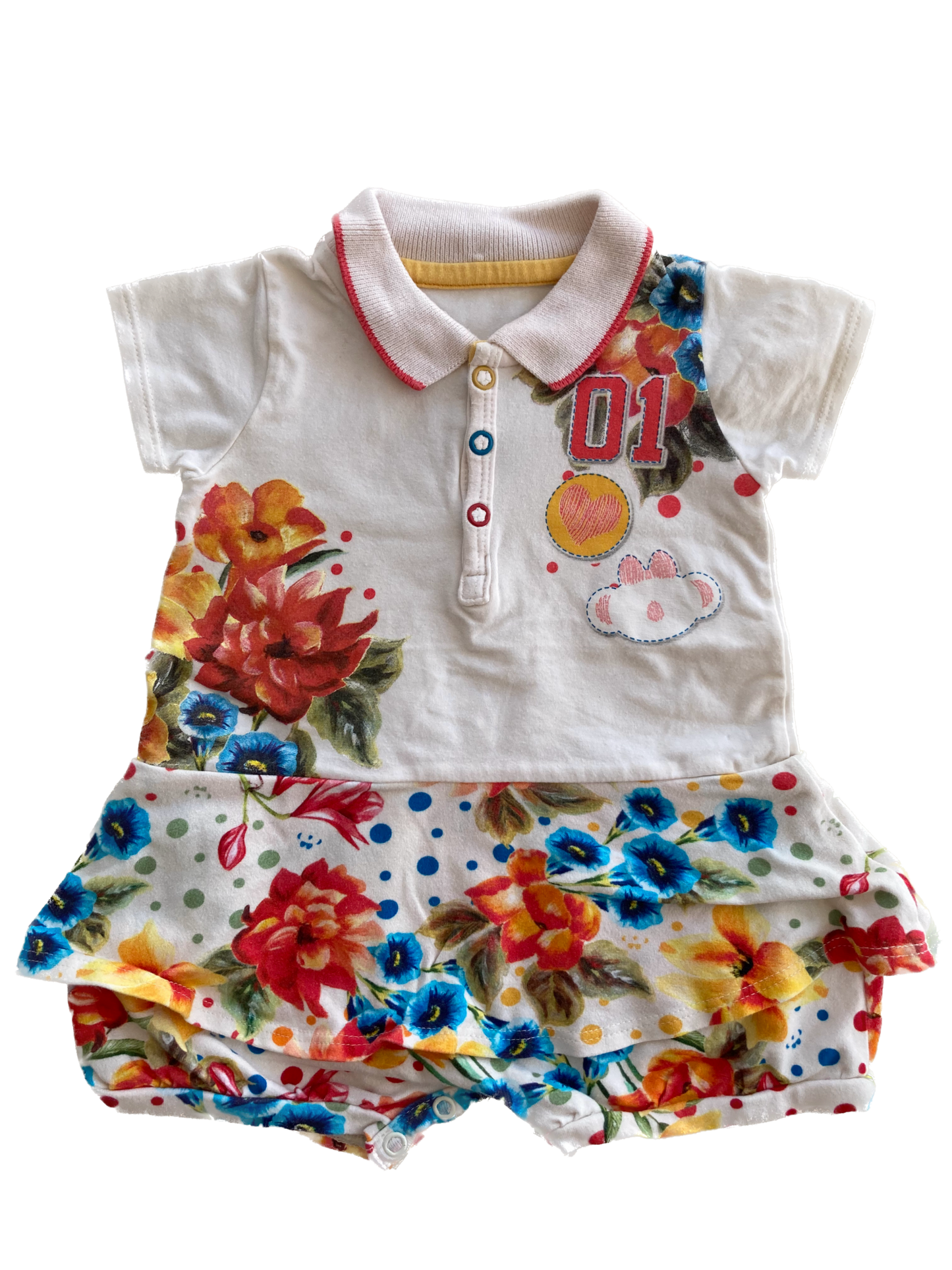 Body Floral com Gola 3-6 Meses