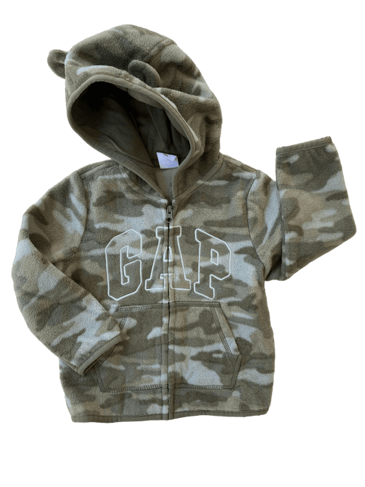 Sweater Polar Camuflado Com Fecho e Capuz 18-24 Meses