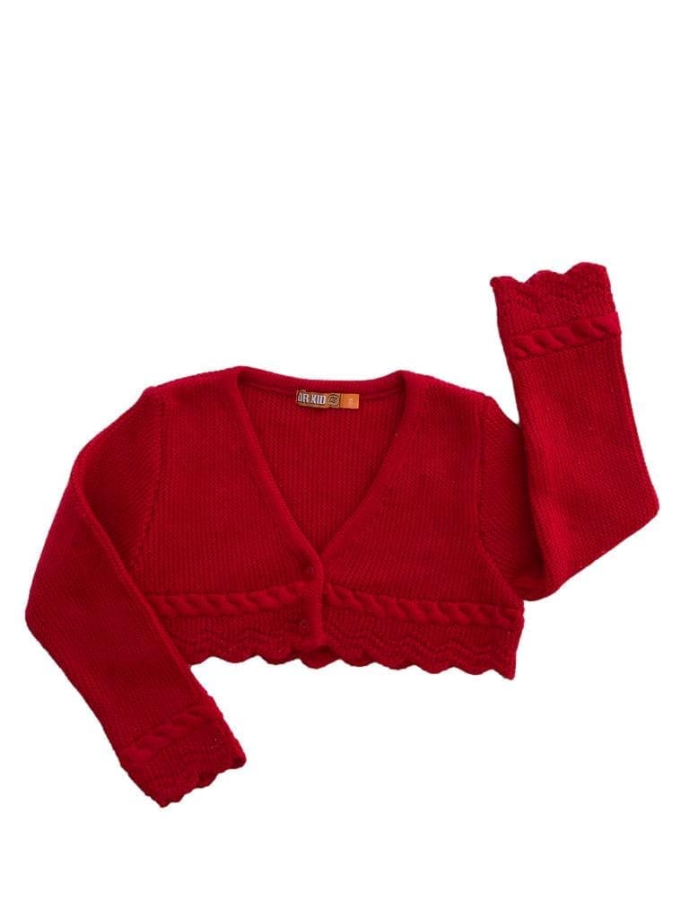 Casaco de Malha Bolero Vermelho 2 Anos