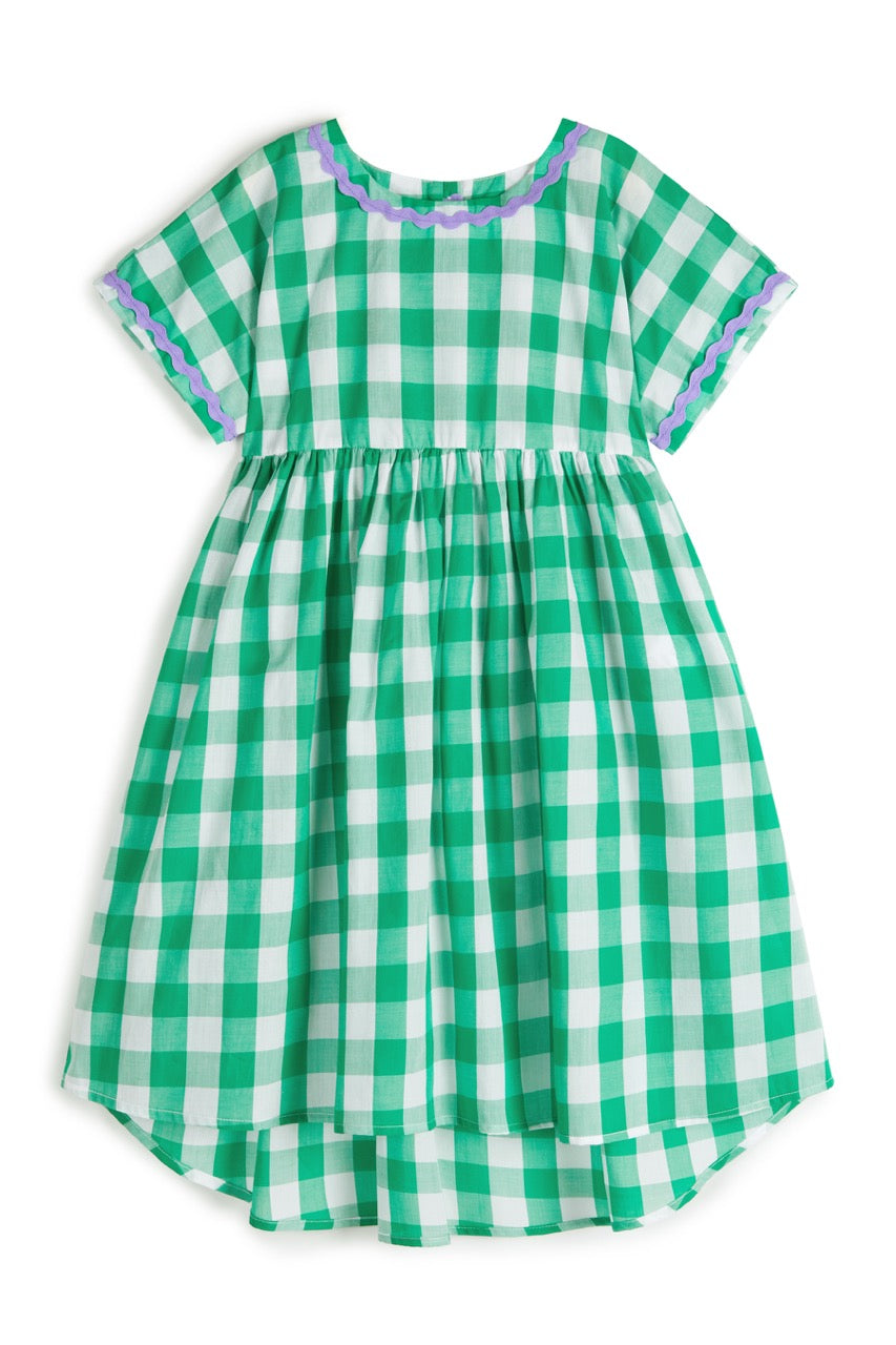 Silvia Vichy Green Dress, Size 2 Years