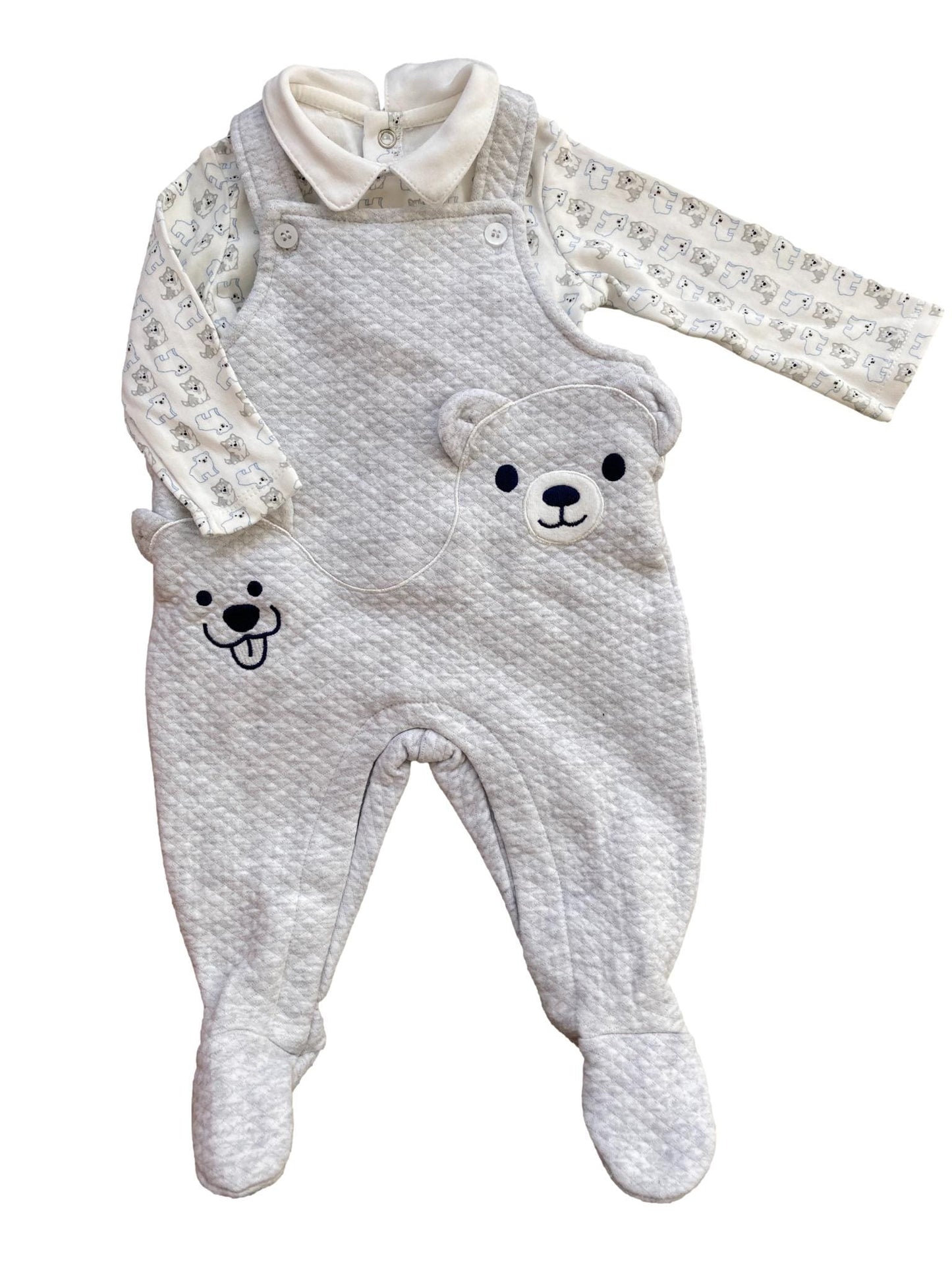 Conjunto Jardineiras e T-shirt 3-6 Meses