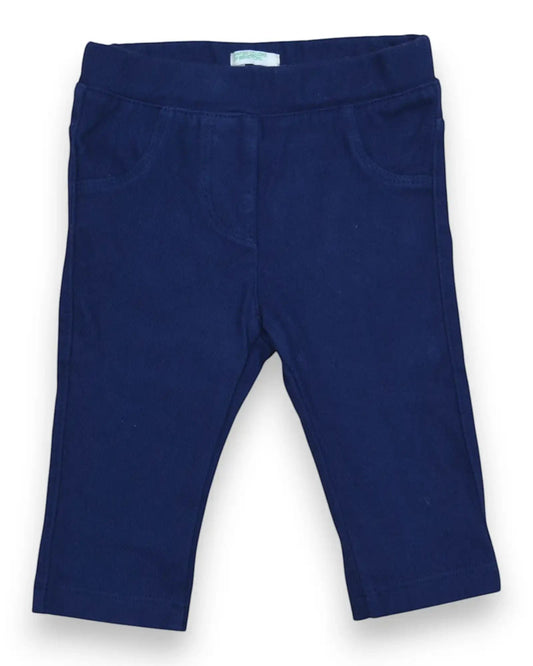 Calças azuis de algodão elástico para bebé da marca Benetton com bolsos laterais e cintura confortável