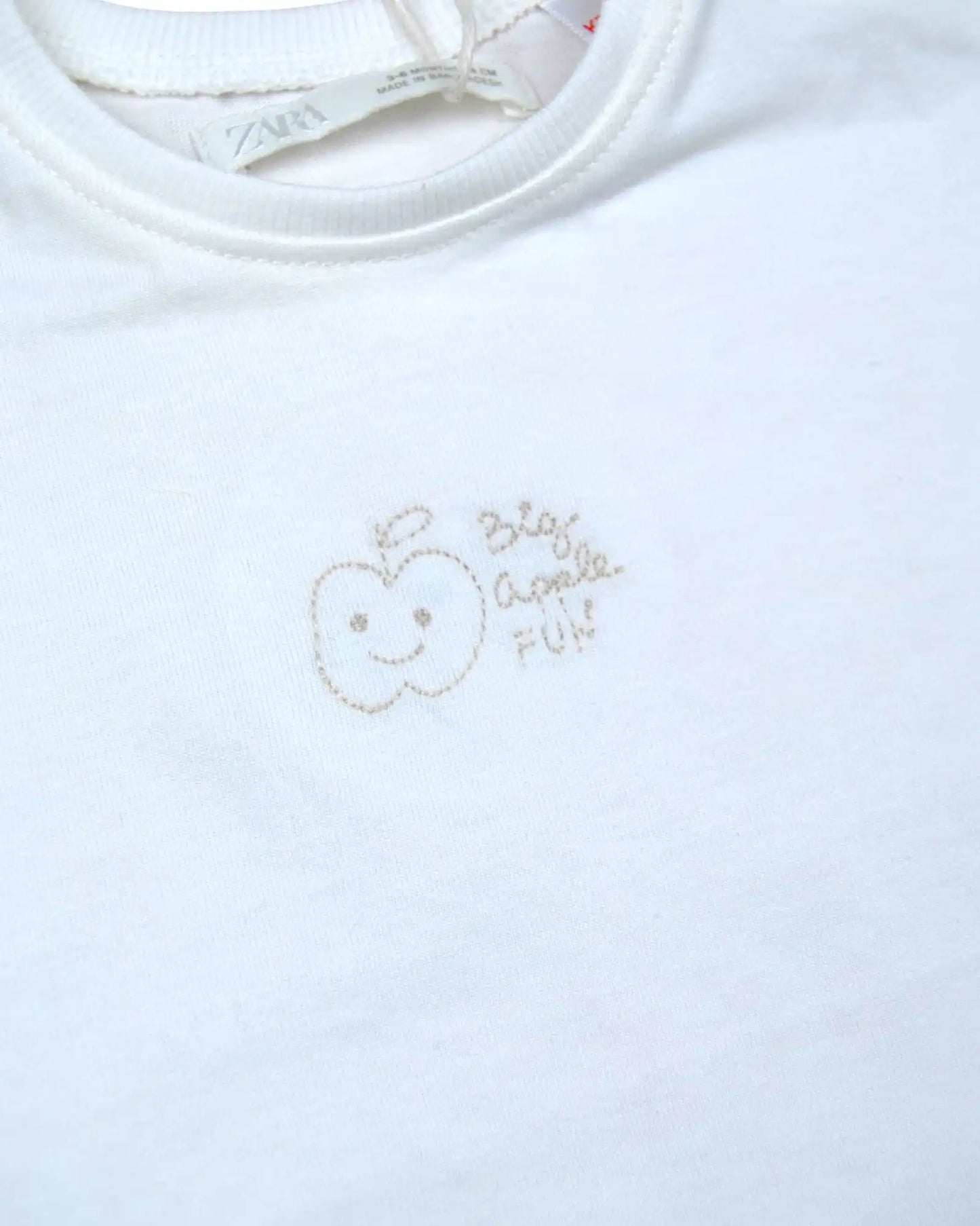 T-Shirt Branca ZARA - 3-6 Meses