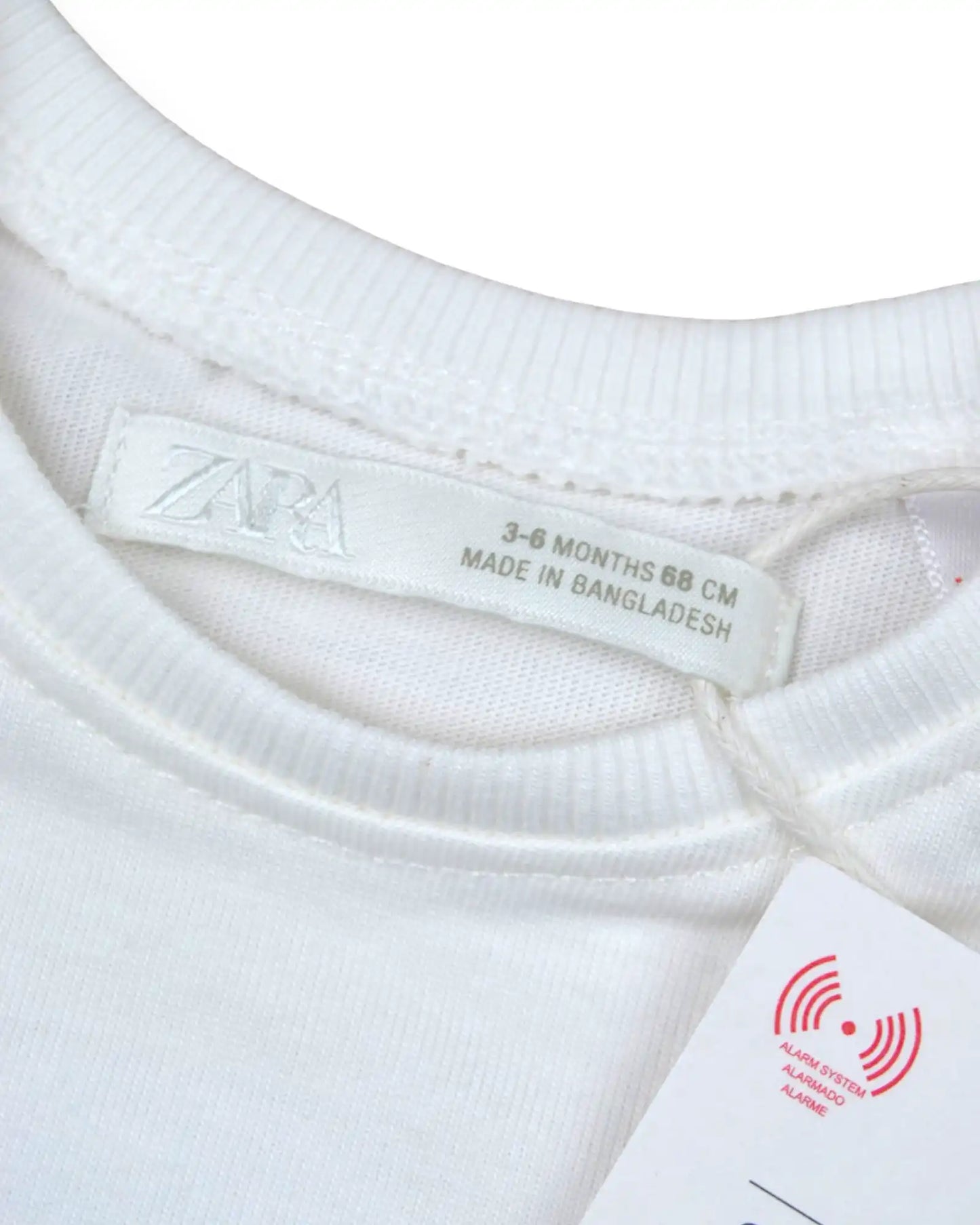T-Shirt Branca ZARA - 3-6 Meses