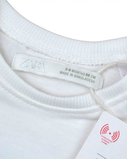 T-Shirt Branca ZARA - 3-6 Meses