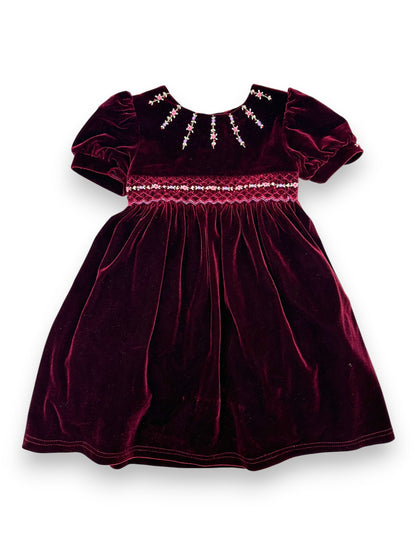 Vestido Veludo Vermelho 1,5-2 Anos