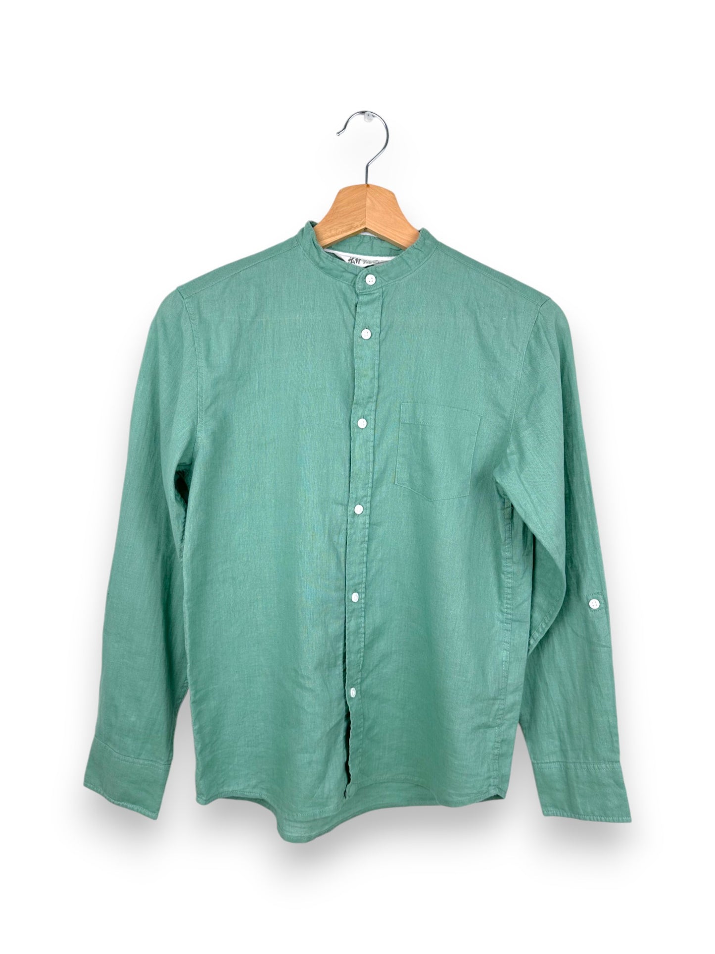 Camisa de Linho Verde 11-12 Anos