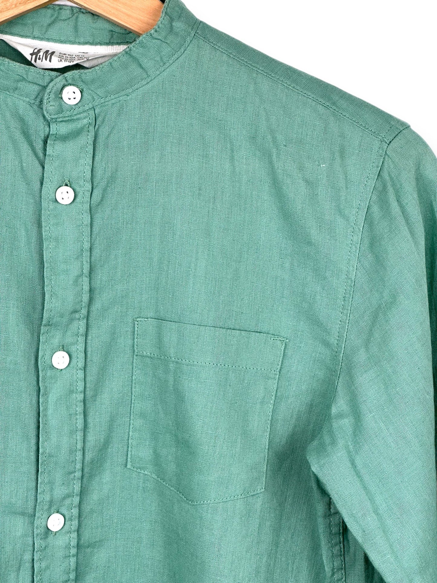 Green Linen Shirt 11-12 Years