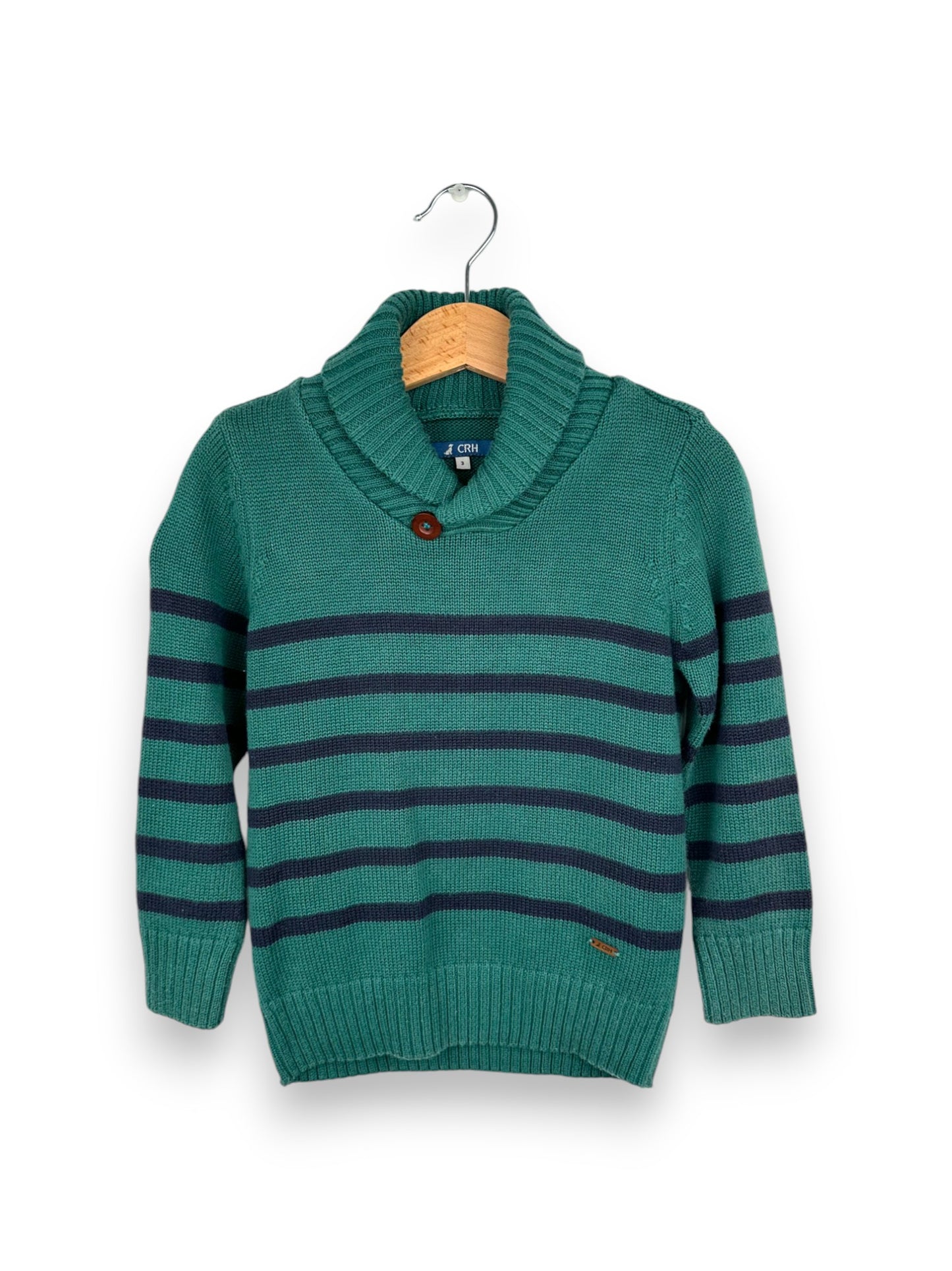 Green and Blue Knit Shirt 3 Years