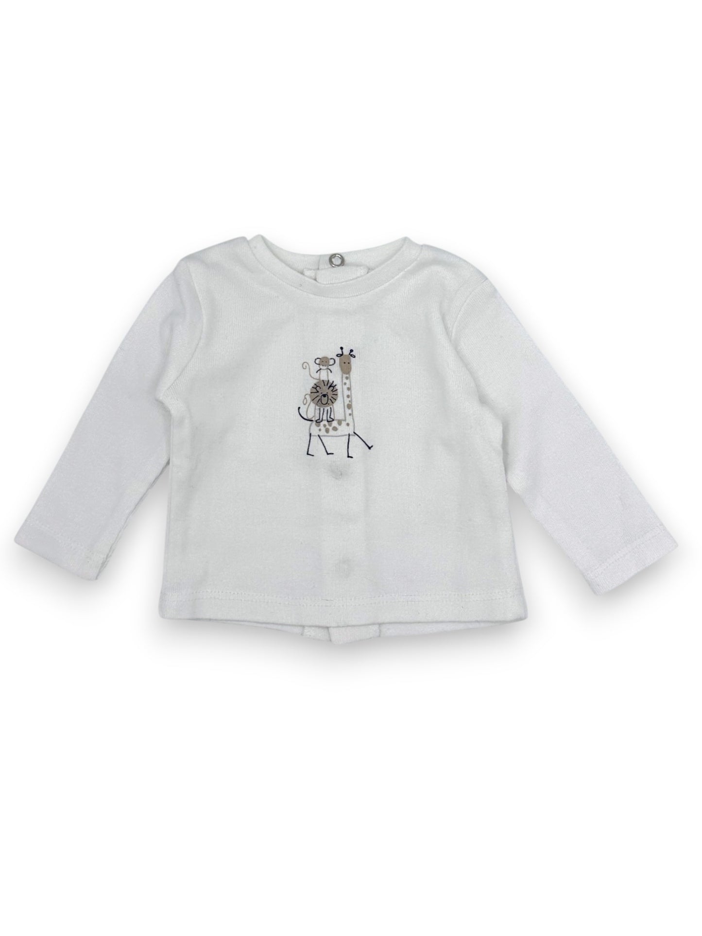 T-Shirt Branca Animais 1 Mês