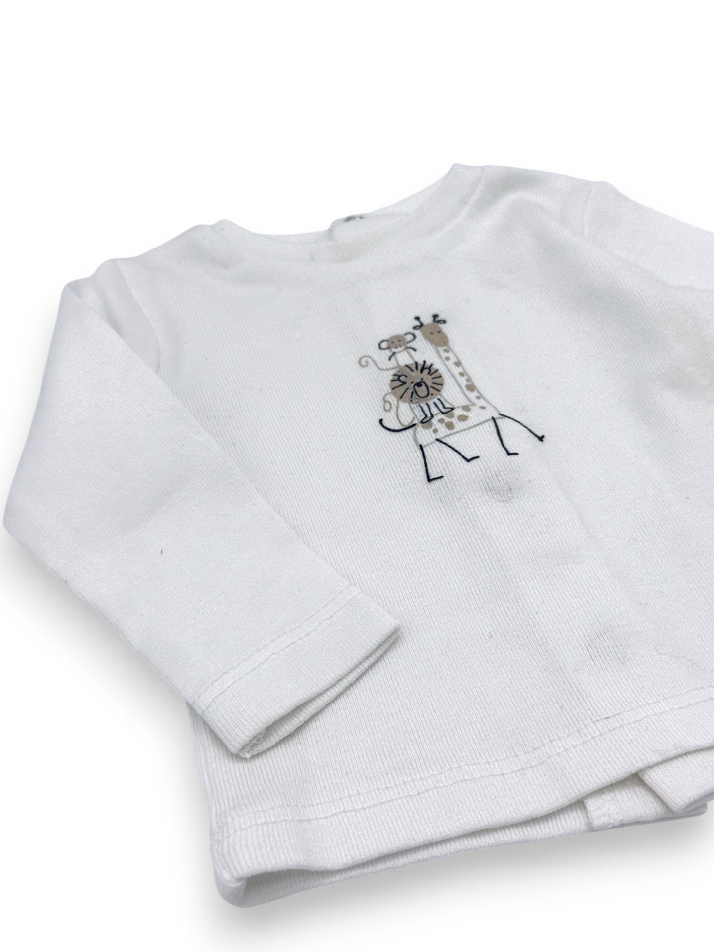 T-Shirt Branca Animais 1 Mês