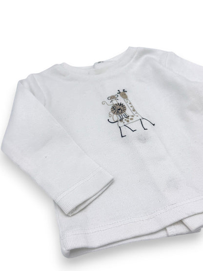 T-Shirt Branca Animais 1 Mês