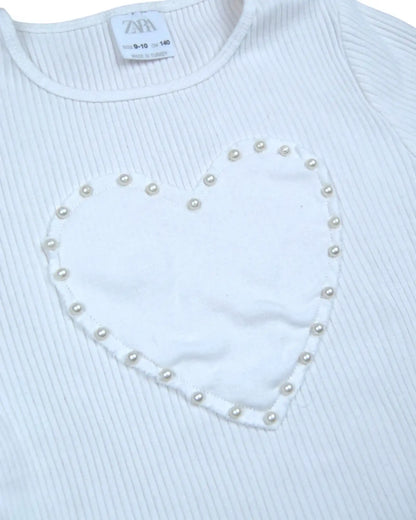 T-Shirt Branca ZARA - 9-10 Anos