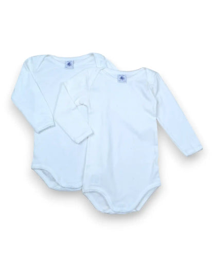 Pack 2 Bodies Brancos PETIT BATEAU - 12 Meses