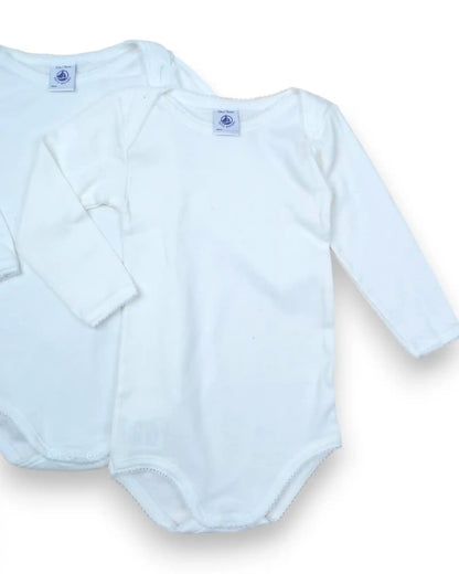 Pack 2 Bodies Brancos PETIT BATEAU - 12 Meses