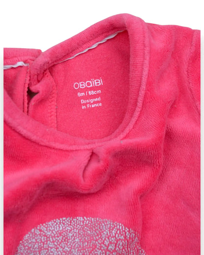 Pink Polar Fleece Sleepsuit OBAIBI - 6 Months