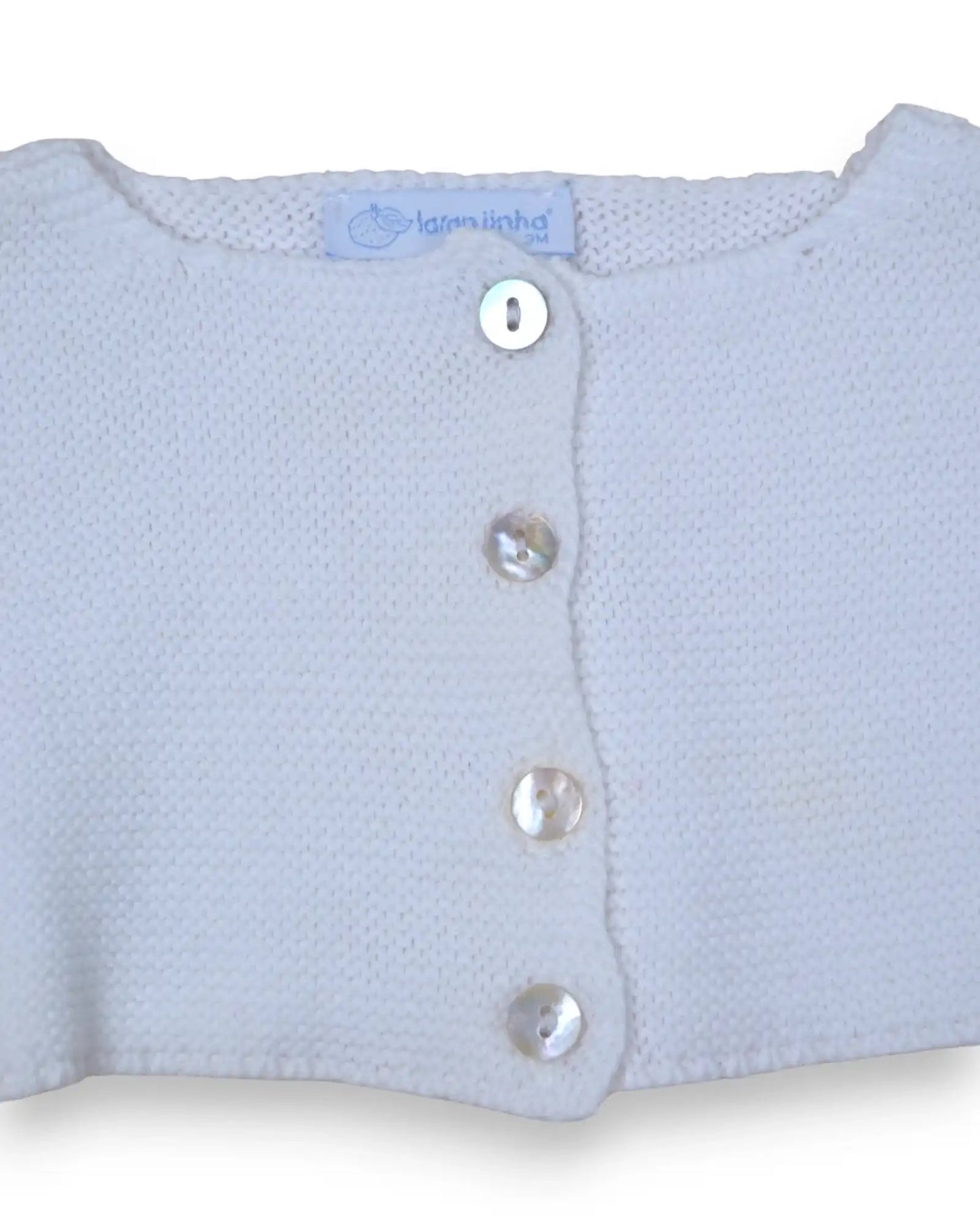 LARANJINHA White Knit Cardigan - 3 Months