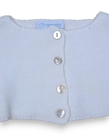 LARANJINHA White Knit Cardigan - 3 Months