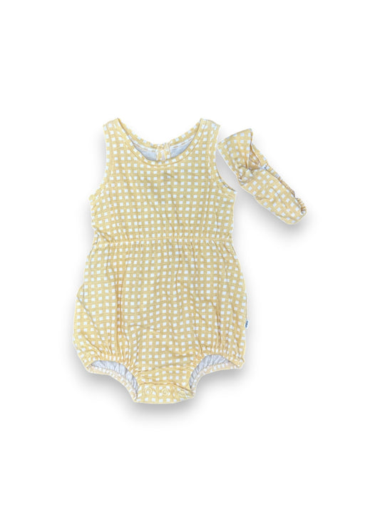 Conjunto Body e Fita Cabelo Amarelo 1-3 Meses