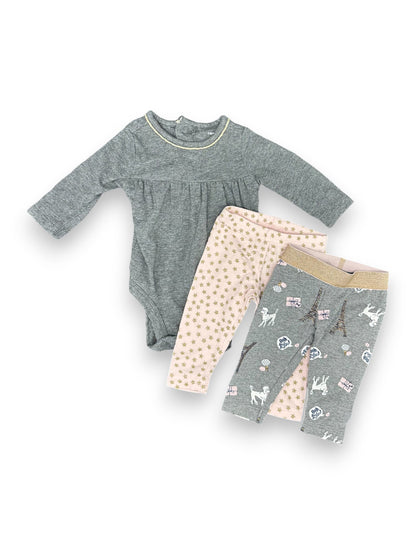 Conjunto Body e 2 Leggings 3 Meses