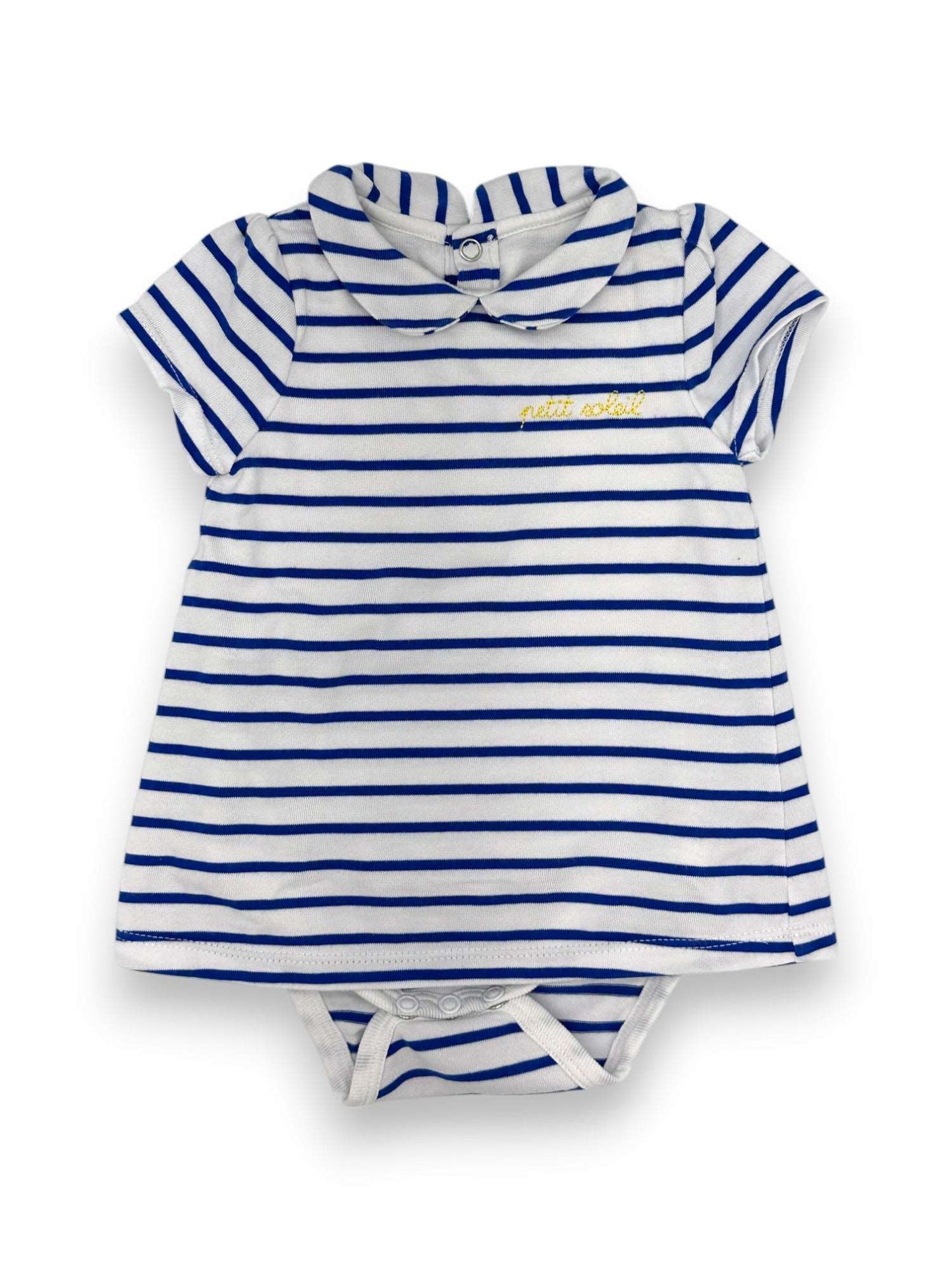 Body Mangas Curtas Riscas Azul 1-3 Meses