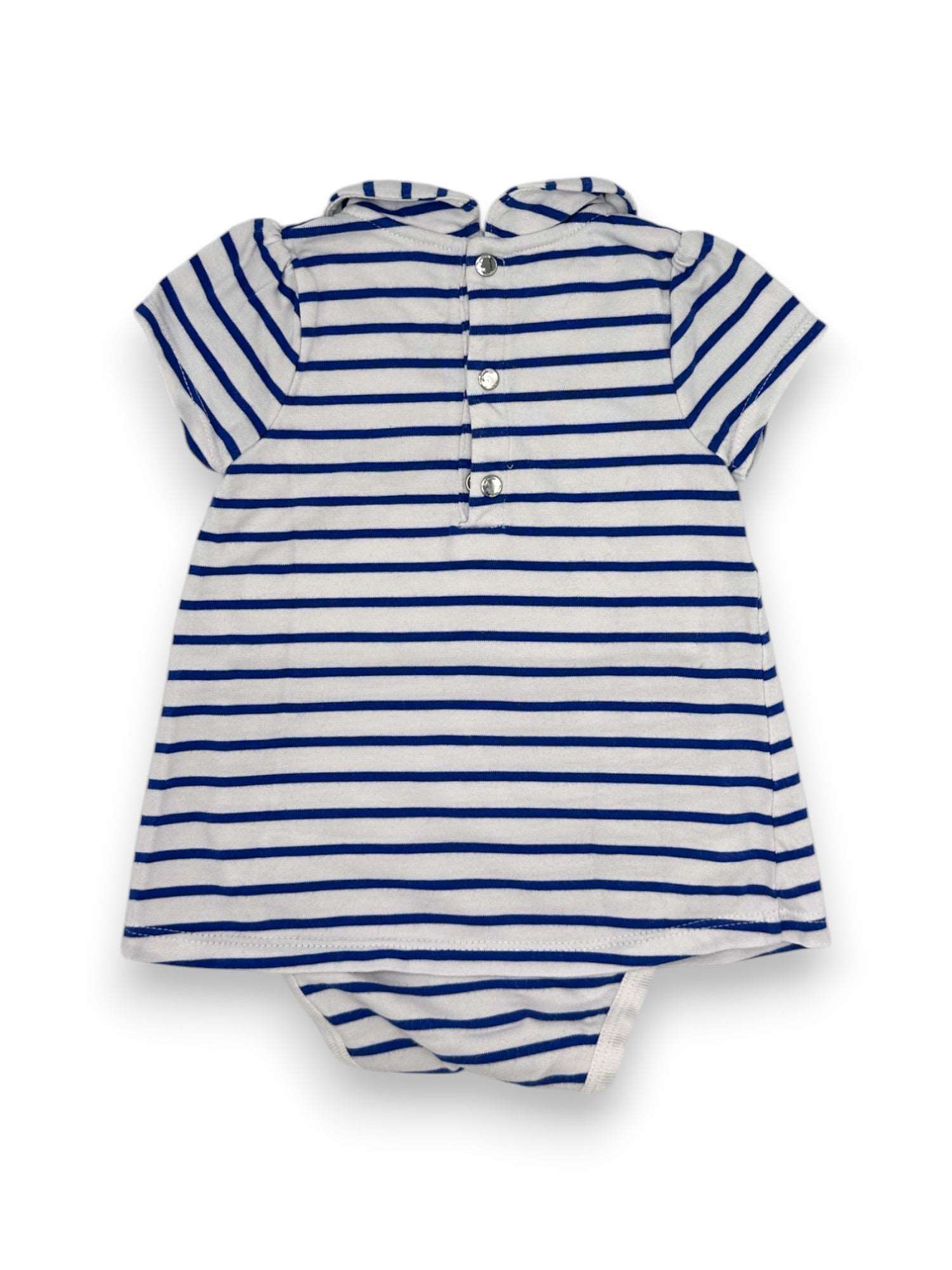 Body Mangas Curtas Riscas Azul 1-3 Meses