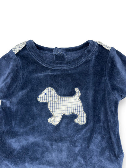 Babygrow Aveludado Azul 6 Meses