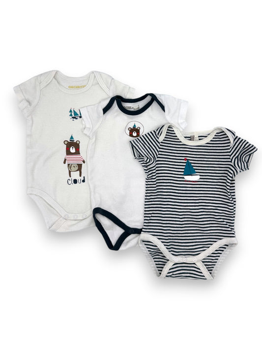 Pack of 3 Short Sleeve Bodysuits for 1 Month