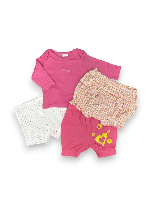 Pack Camisola e Calções Rosa 1 Mês