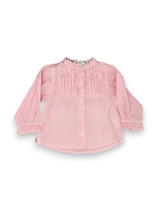 Blusa Folhos Rosa 6-9 Meses