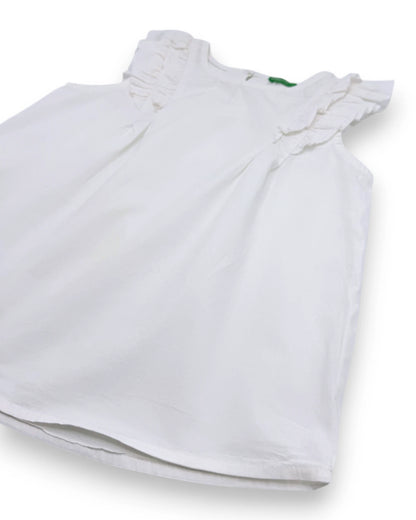 Blusa Branca Folhos BENETTON - 6-7 Anos