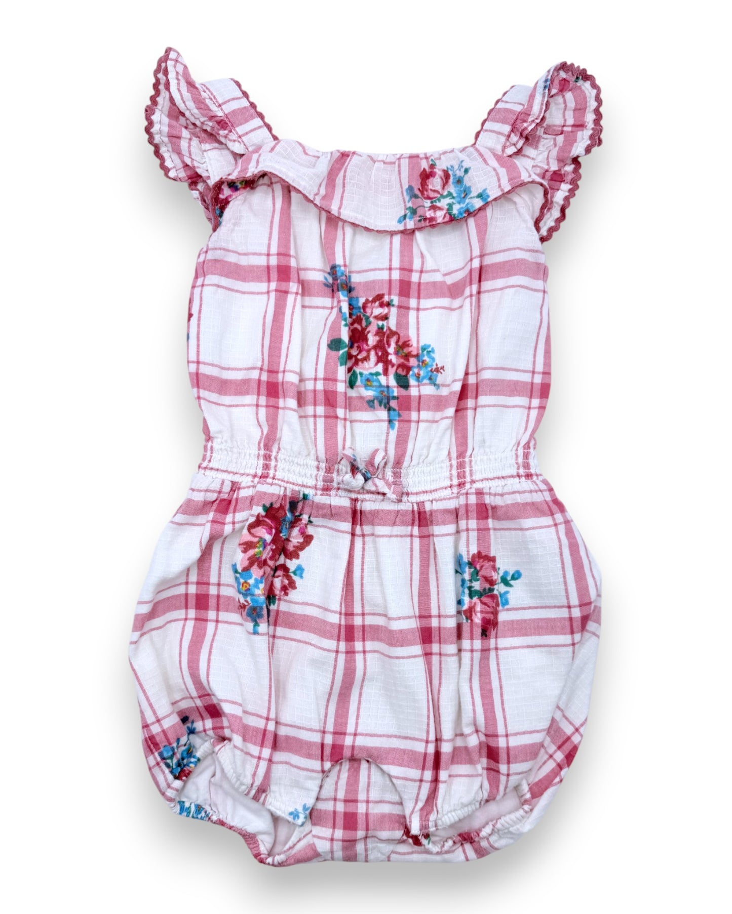 Macacão Xadrez Floral 9 Meses