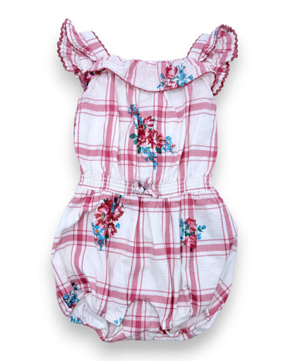 Macacão Xadrez Floral 9 Meses