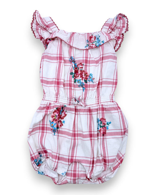 Macacão Xadrez Floral 9 Meses