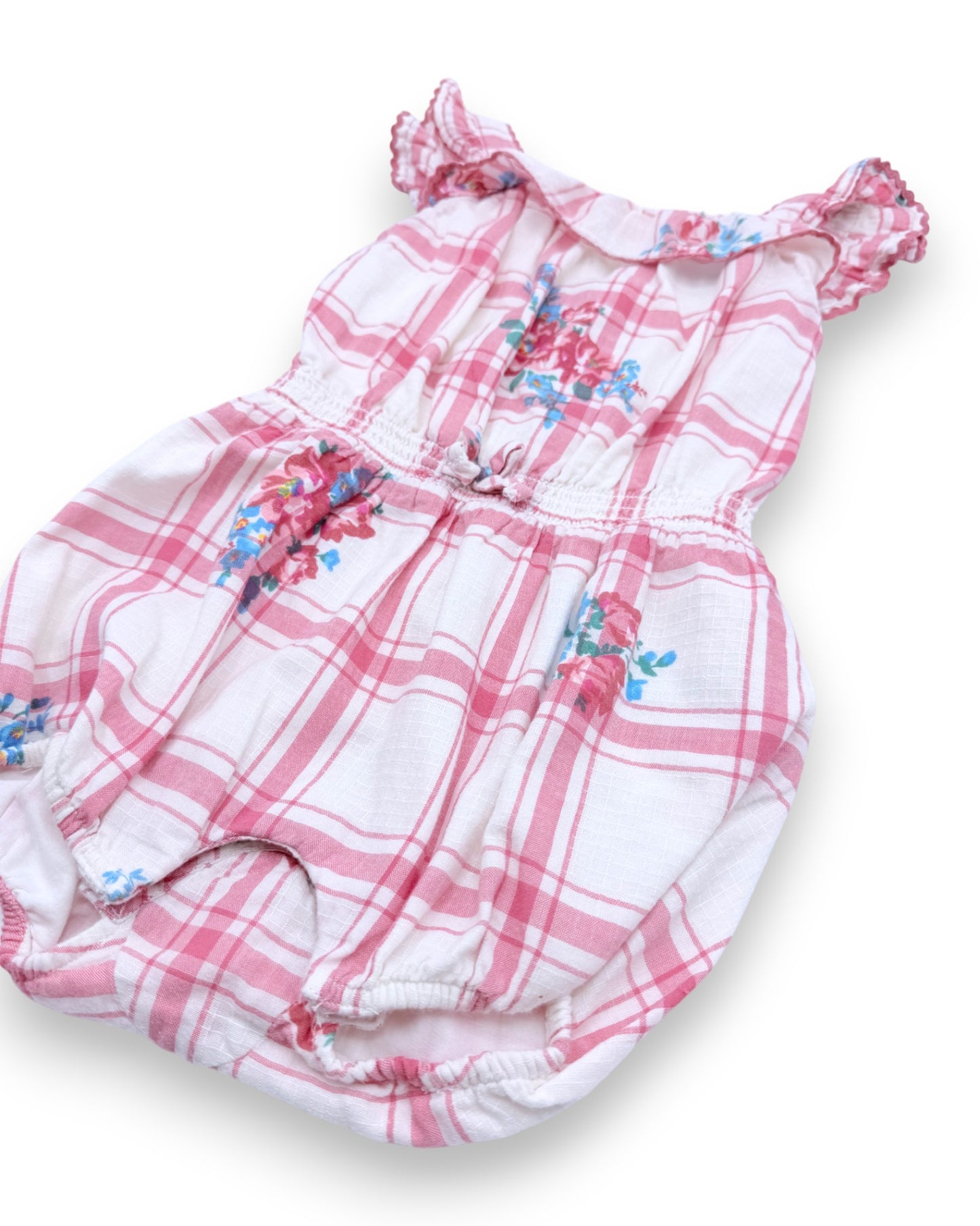 Macacão Xadrez Floral 9 Meses